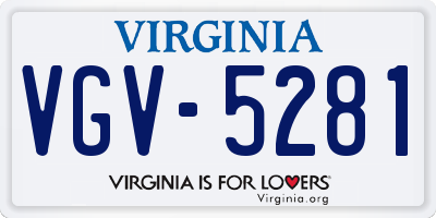 VA license plate VGV5281