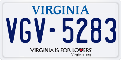 VA license plate VGV5283