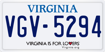 VA license plate VGV5294