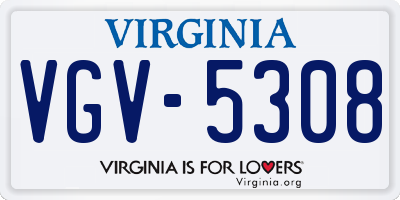 VA license plate VGV5308