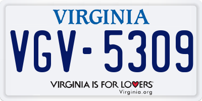 VA license plate VGV5309