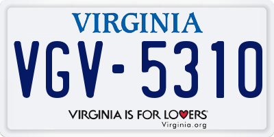 VA license plate VGV5310