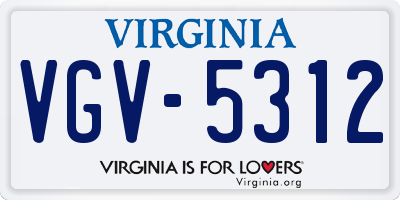 VA license plate VGV5312