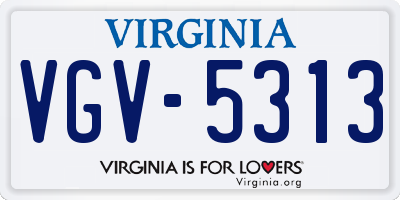 VA license plate VGV5313