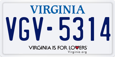 VA license plate VGV5314