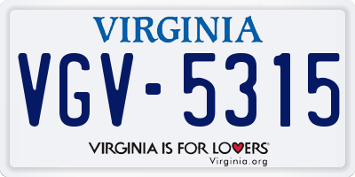 VA license plate VGV5315