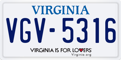 VA license plate VGV5316