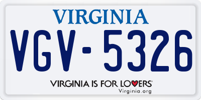 VA license plate VGV5326