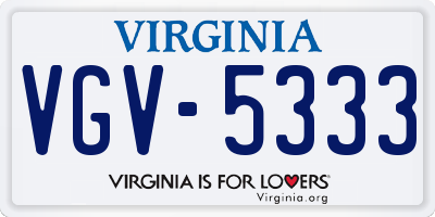 VA license plate VGV5333