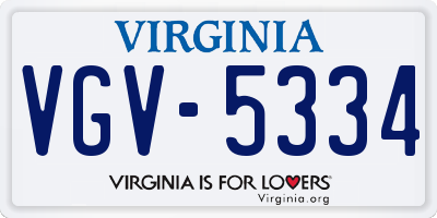 VA license plate VGV5334