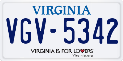 VA license plate VGV5342