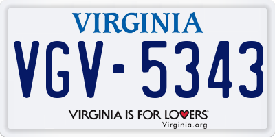 VA license plate VGV5343