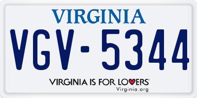 VA license plate VGV5344