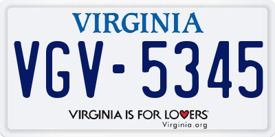 VA license plate VGV5345