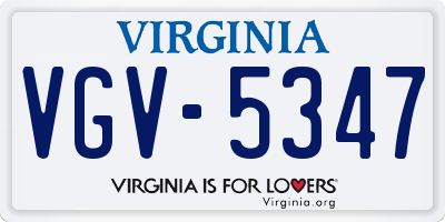 VA license plate VGV5347