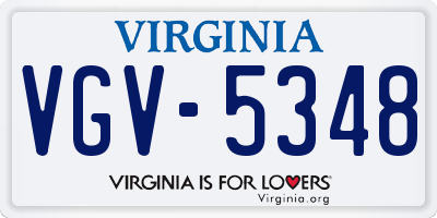 VA license plate VGV5348