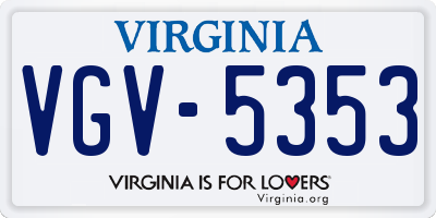 VA license plate VGV5353