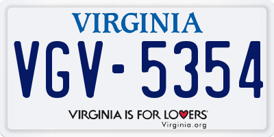 VA license plate VGV5354