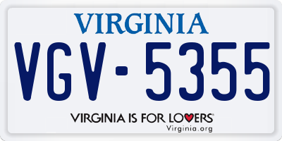 VA license plate VGV5355