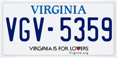VA license plate VGV5359
