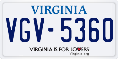 VA license plate VGV5360
