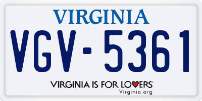 VA license plate VGV5361