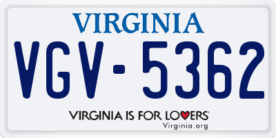 VA license plate VGV5362