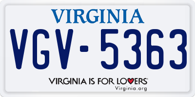 VA license plate VGV5363
