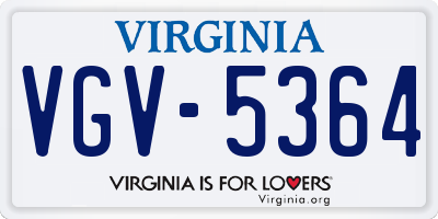 VA license plate VGV5364