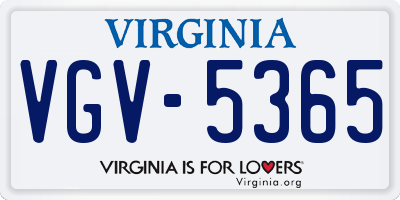 VA license plate VGV5365