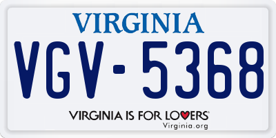 VA license plate VGV5368