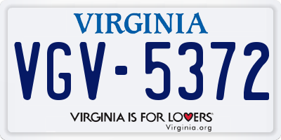VA license plate VGV5372