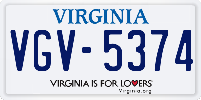 VA license plate VGV5374