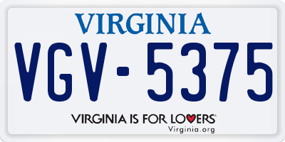 VA license plate VGV5375
