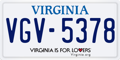 VA license plate VGV5378
