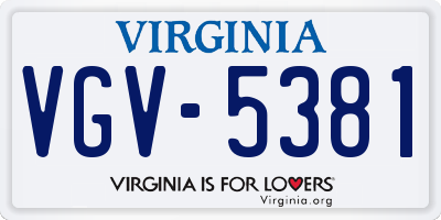 VA license plate VGV5381