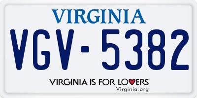 VA license plate VGV5382