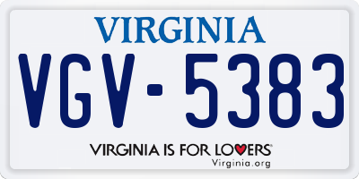 VA license plate VGV5383
