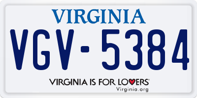 VA license plate VGV5384