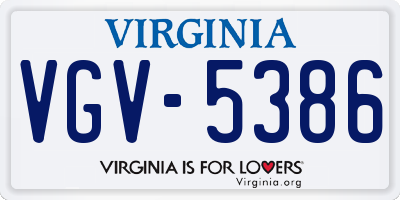 VA license plate VGV5386