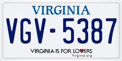 VA license plate VGV5387