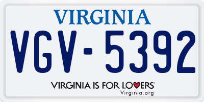 VA license plate VGV5392