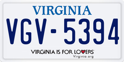 VA license plate VGV5394