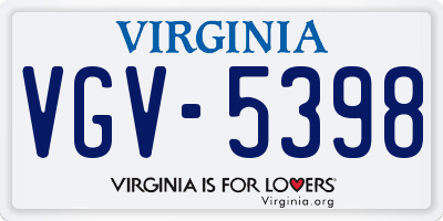 VA license plate VGV5398