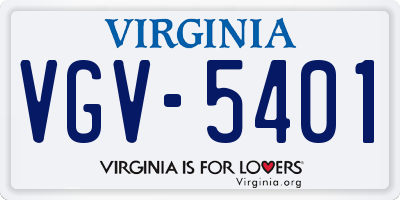 VA license plate VGV5401