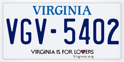 VA license plate VGV5402