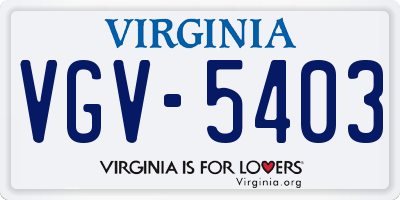 VA license plate VGV5403