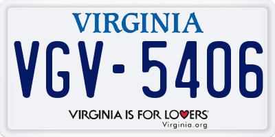 VA license plate VGV5406