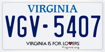 VA license plate VGV5407