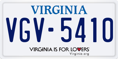 VA license plate VGV5410